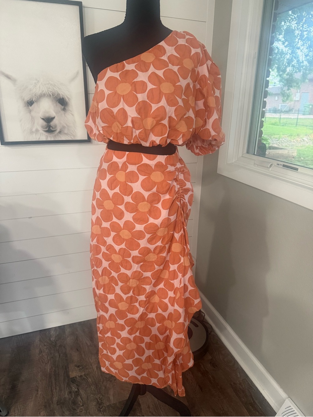 Jacquie the Label Woven 2-Piece Set S One-Shoulder Floral Top & Skirt